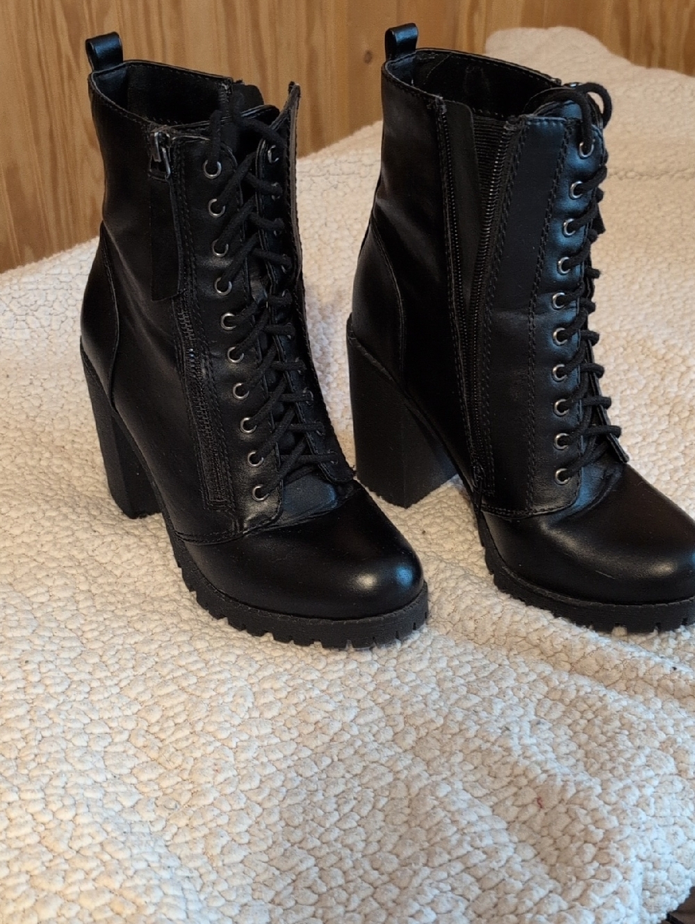Black lace up combat boots/moto Boots